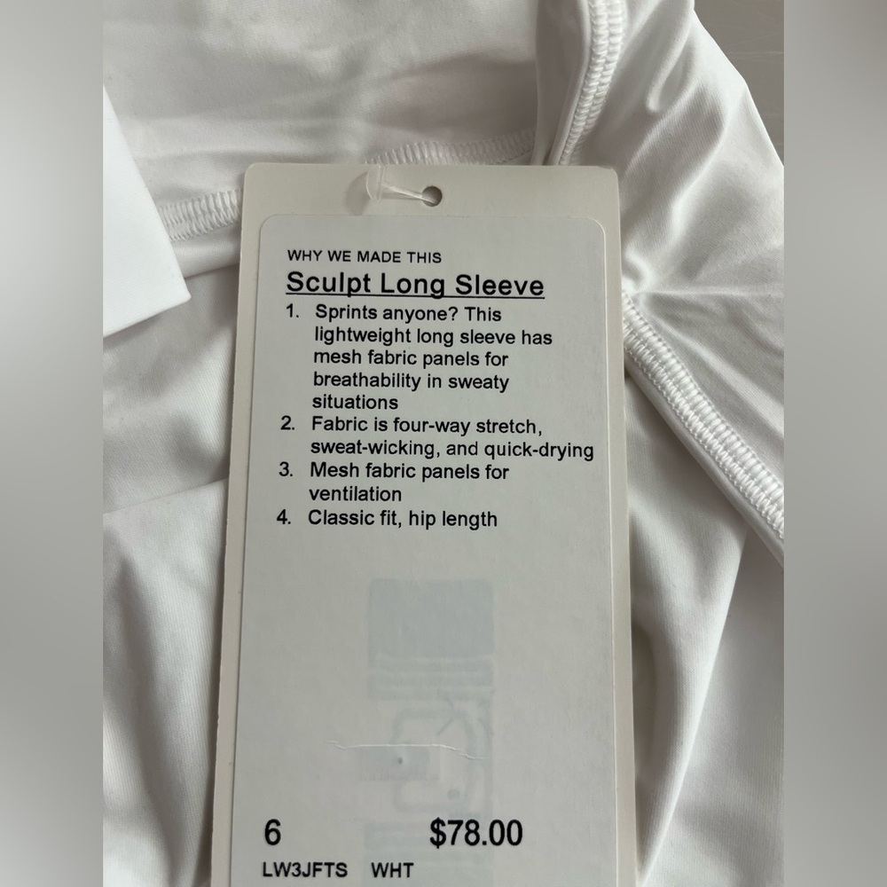 lululemon athletica White Sculpt Long Sleeve